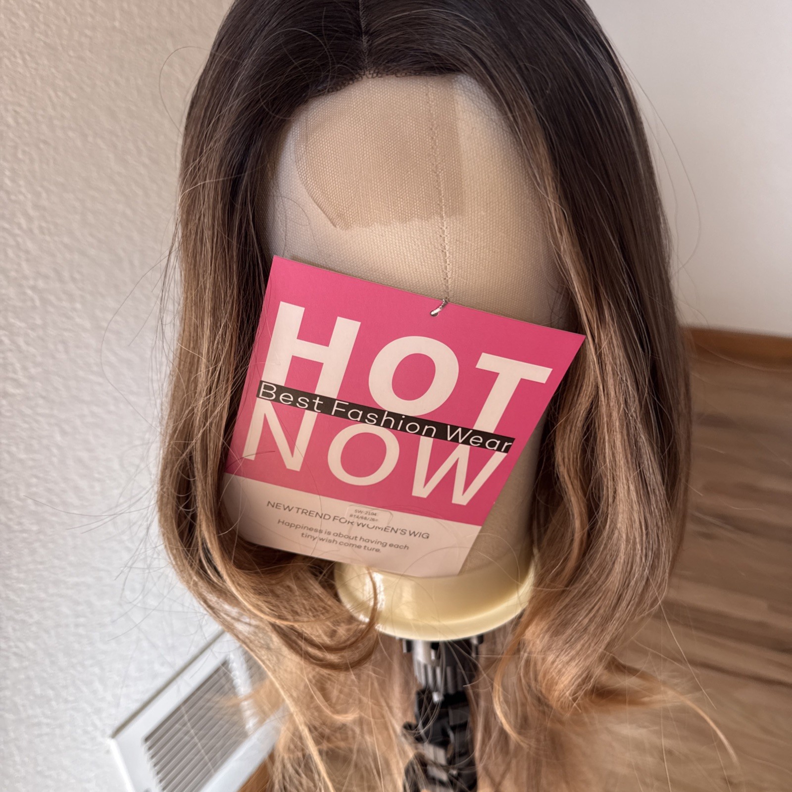 New Trend Wigs 33” Rooted Med Brown With Light Tips Highlights 60