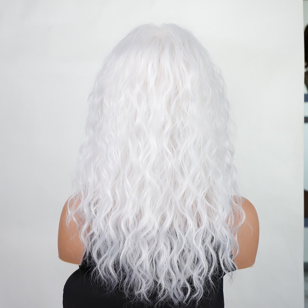 European Style Long Water Wave Wig for Women Heat Resistant Synthetic Fiber