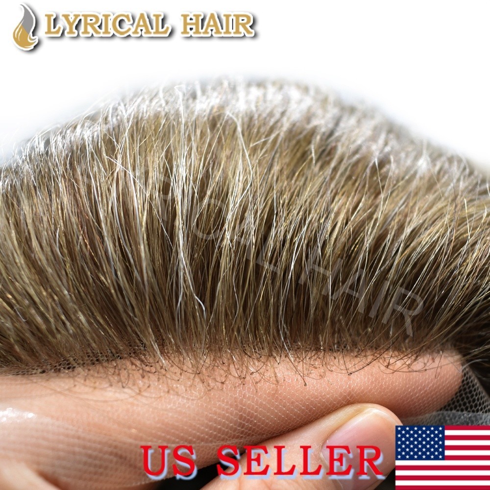 Lyrical Hair Mens Toupee French Lace Front PU Skin Human Hair Replacement System