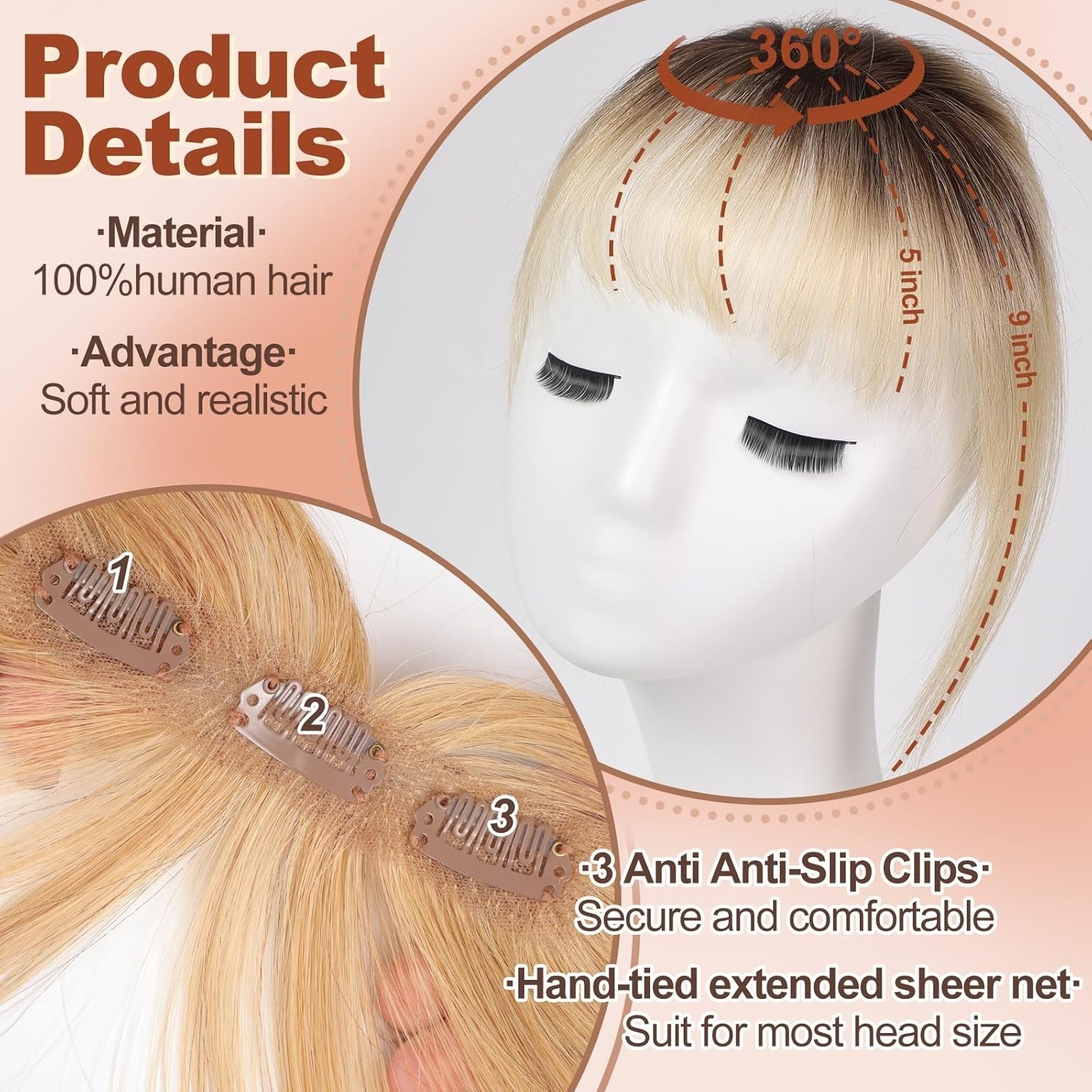 HAIRCUBE Bangs Hair Clip in Bangs 100% Real Human Hair Bangs Clip in Hair Extens