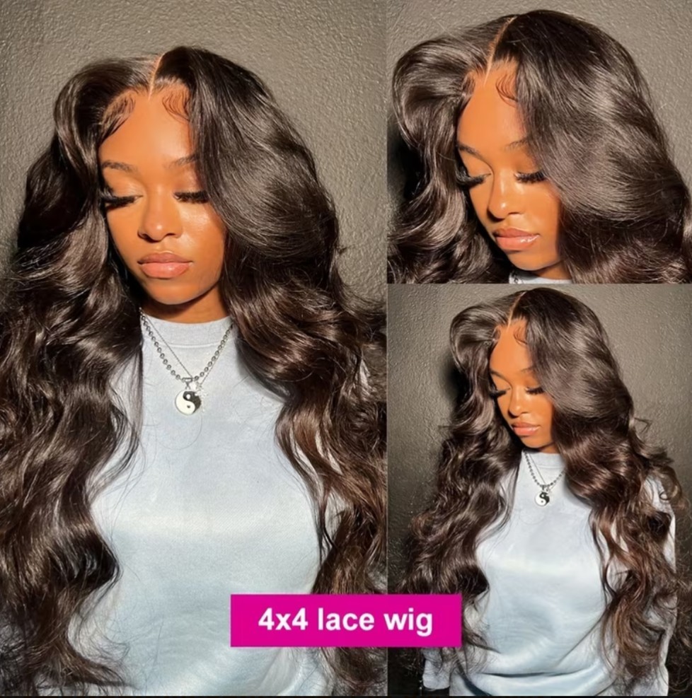 WOMEN’S 20″ INCH 4×4 BLACK BRAZILIAN HUMAN HAIR