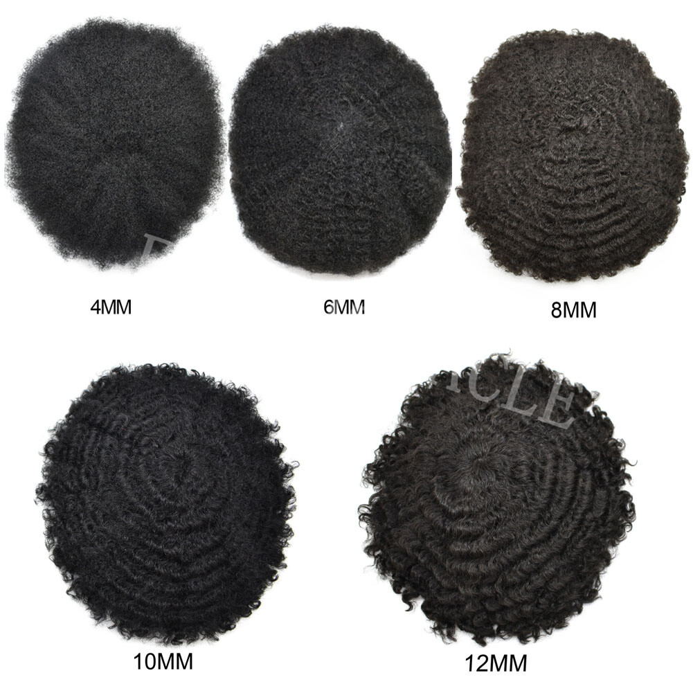Afro Curl Toupee for Black Men All Lace Kinky Curly Hairpiece Human Hair System