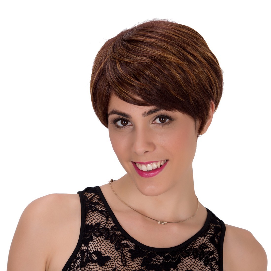 New Short Light Brown Layered Women’s Synthetic Wig 6Inch