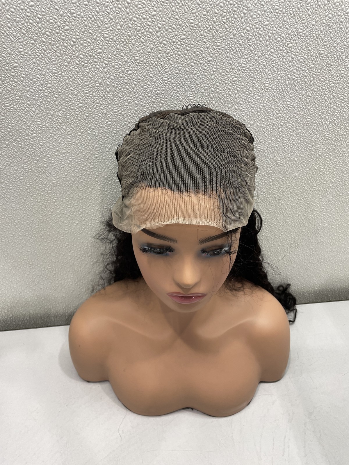 Natural Black Deep Wave Human Hair Blend 13×4 Lace Front 180% Density Wig, 26″