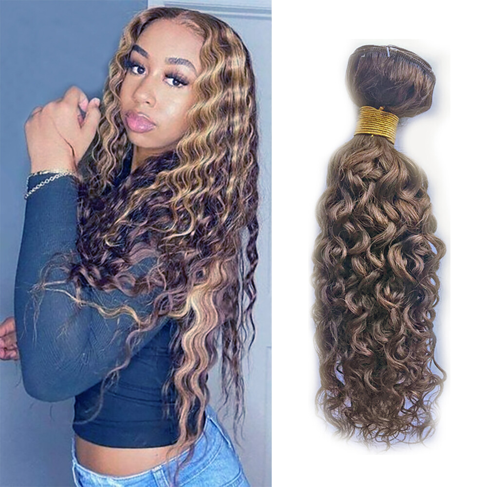 Light Brown Jerry Curl Curly Sew In Hair Weave Extension 100 Human