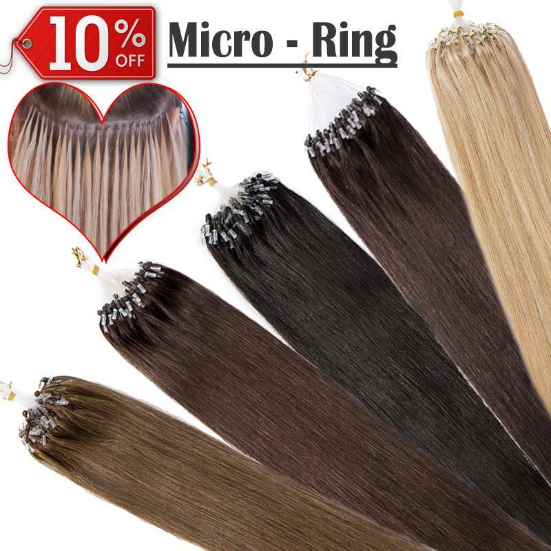 1 Gram THICK 300S Russian Remy Human Hair Extensions Tips Micro Loop Ring Beads