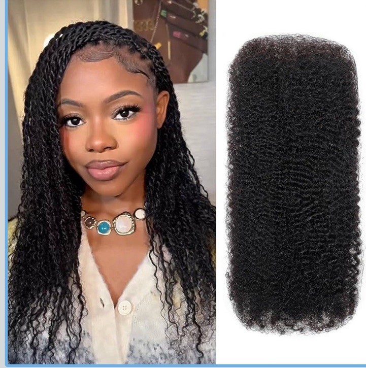 100% Afro Kinkys Bulk Human Hair for Twists, Afro Kinkys Human Hair Bulk 22”