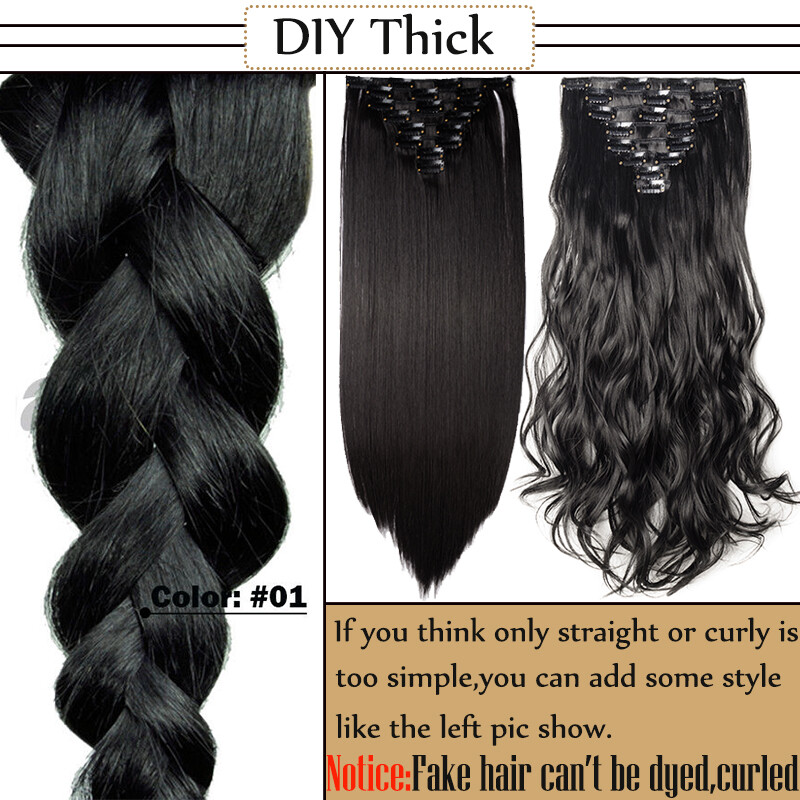 Real Thick Clip In Hair Extensions 8 Pieces Full Head Hair Extentions Human Made