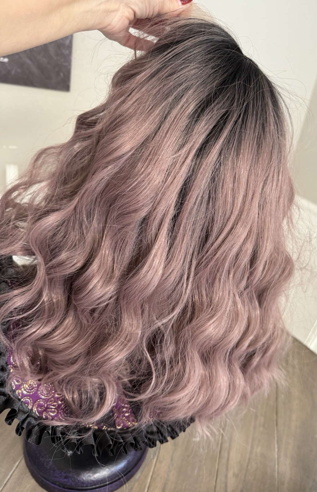 Imstyle Kiki Grape Purple With Dark Rooting Shoulder Length Water Wave Lace
