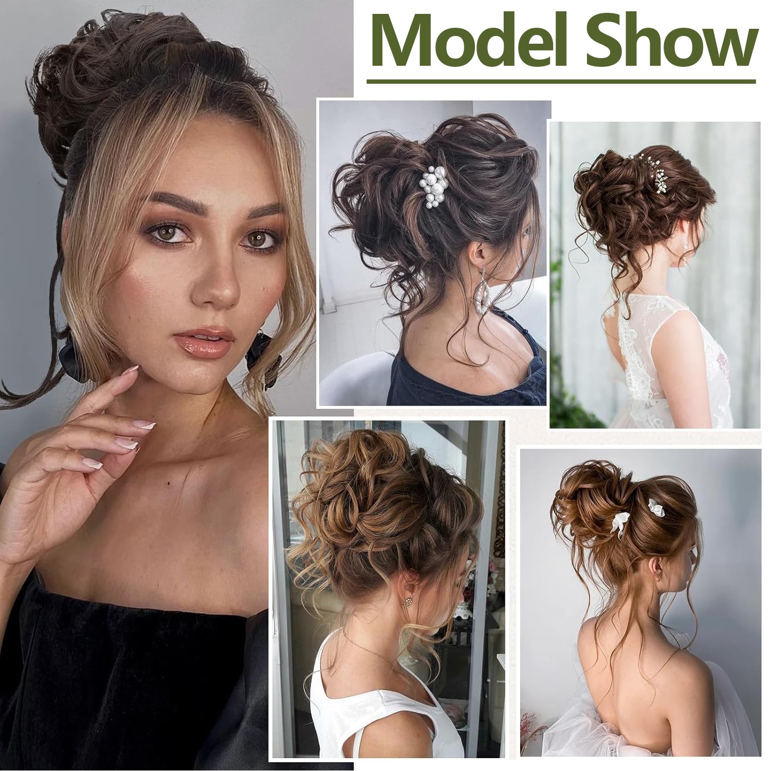 10″ Scrunchie Claw Clip in on Hair Buns Updo False Hair Pieces Ponytail AS Human