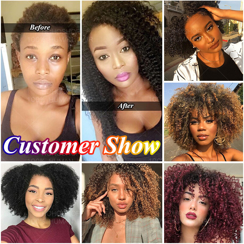 Afro Kinky Curly Yaki Clip In Virgin Human Hair Extensions Full Head Weave 4B 4C