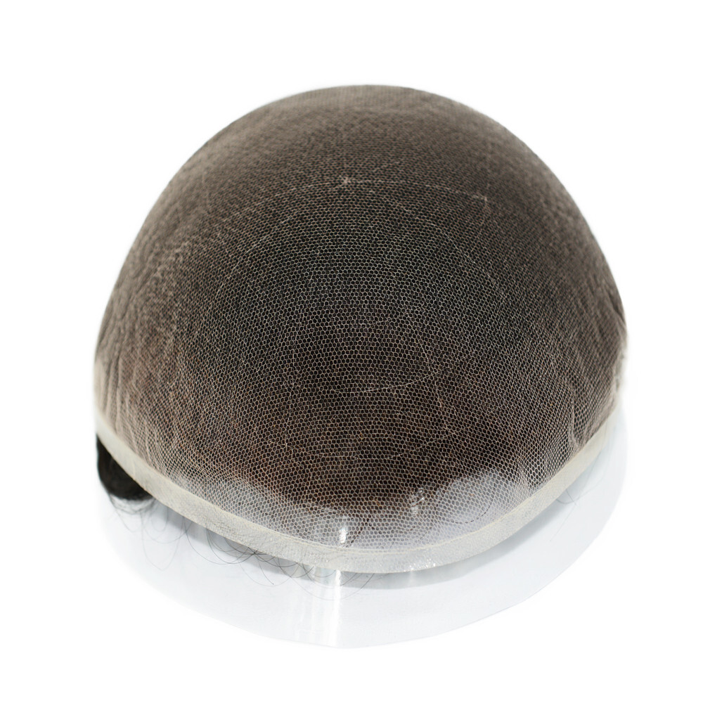 Hair Toupee for Men French Lace Human Hair System 130% Density Medium Brown #4