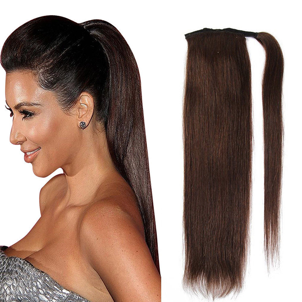 Remy Human Hair Ponytail Hair Hairpiece Extensions Long Straight 60gr 70gr 80g