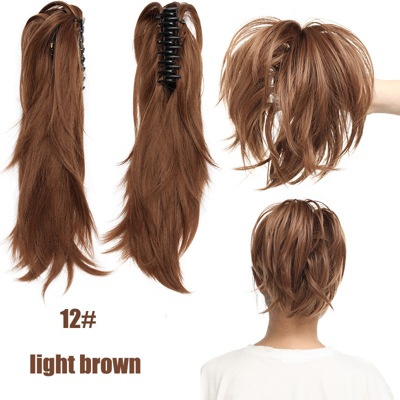 Short Claw Clip In Ponytail Extension Bendable Hair Women Pony Tail Bun Piece US