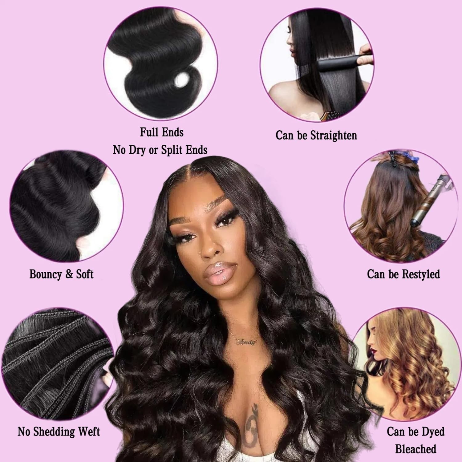 3 Bunches (100g Each = 300g) 14 16 18 Inch Brazilian Virgin Human Hair Wavy 1#B