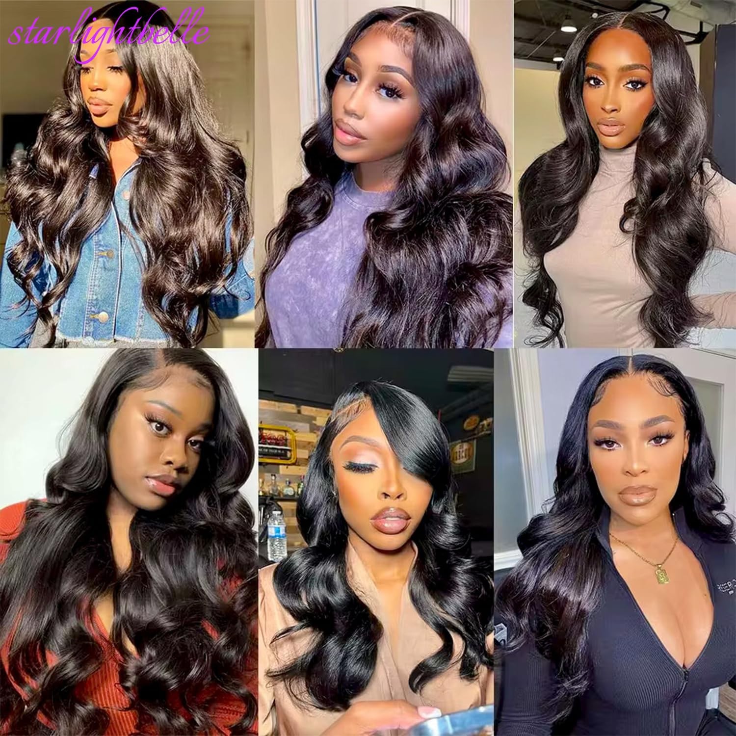 Starlightbelle Natural Black Wear And Go 28 Inch 13X4X1 Lace Front Wig Blended