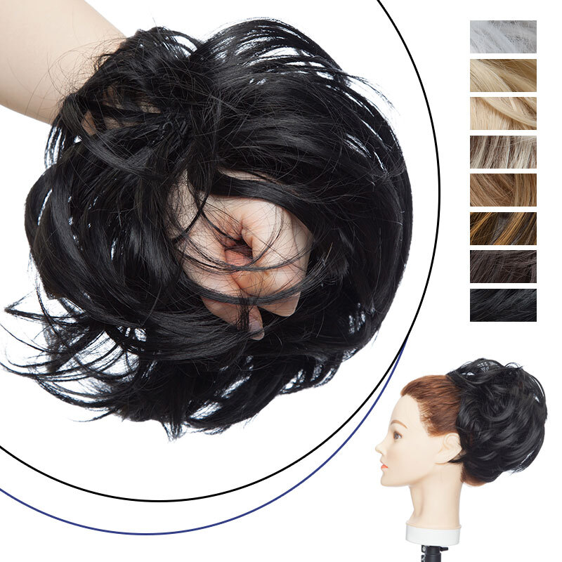 US Tousled Messy Bun Piece Scrunchie Curly Wavy Extra Thick Updo Hair Extensions