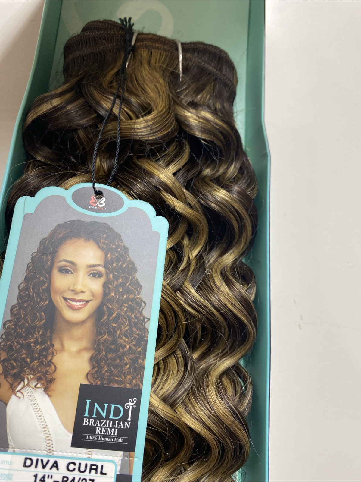 INDI BRAZILIAN Remi Hair Weave_DIVA CURL_14”_#P4/27