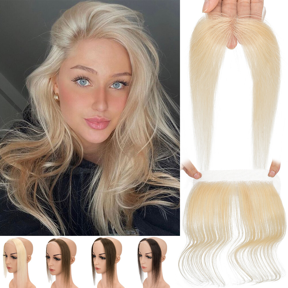 100% Remy Human Hair Hairline Pieces Patches Lace Base Women’s Topper Free Part