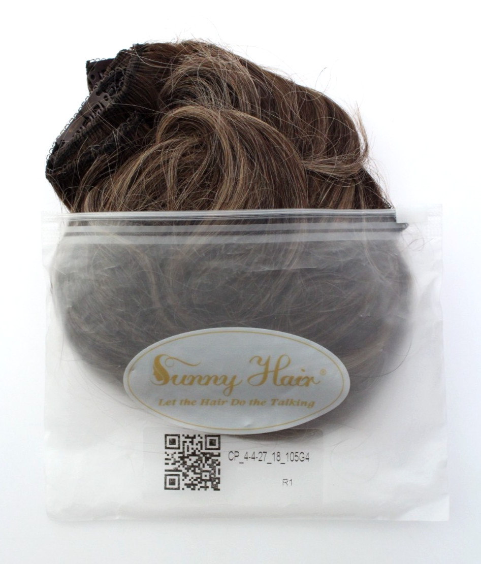 Sunny Hair CLIP-IN 18in Brown/Blonde Straight Human Hair Extensions CP 4-4-27
