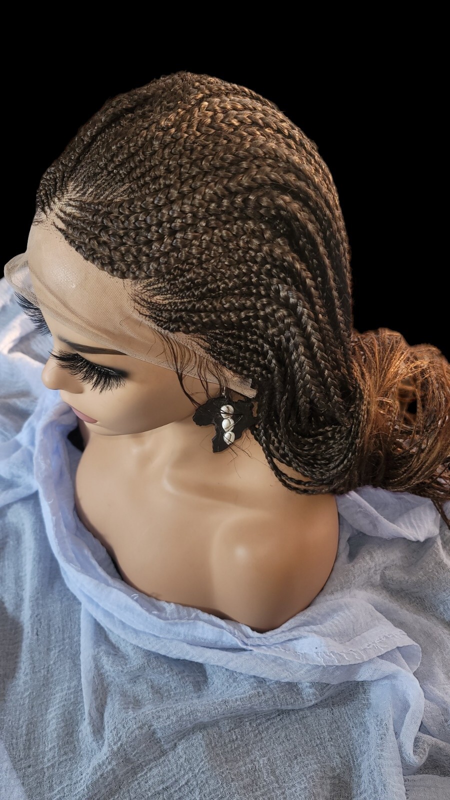 Braided Wig Full Lace Glueless Box Braids Cornrows 22″ 2/30 Ombre Handmade NWT