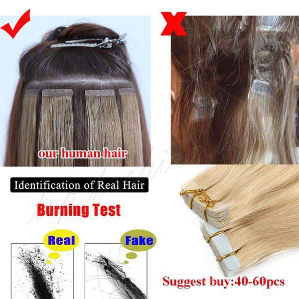 9A Russian Tape In Remy Human Hair Extensions Full Head Skin Weft Straight THICK