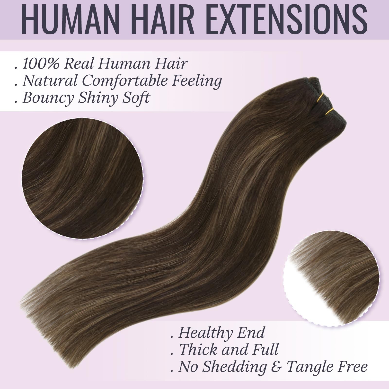 Brazilian Hand Tied Weft Hair Extensions Human Hair 16inch 100g Balayage Dark…