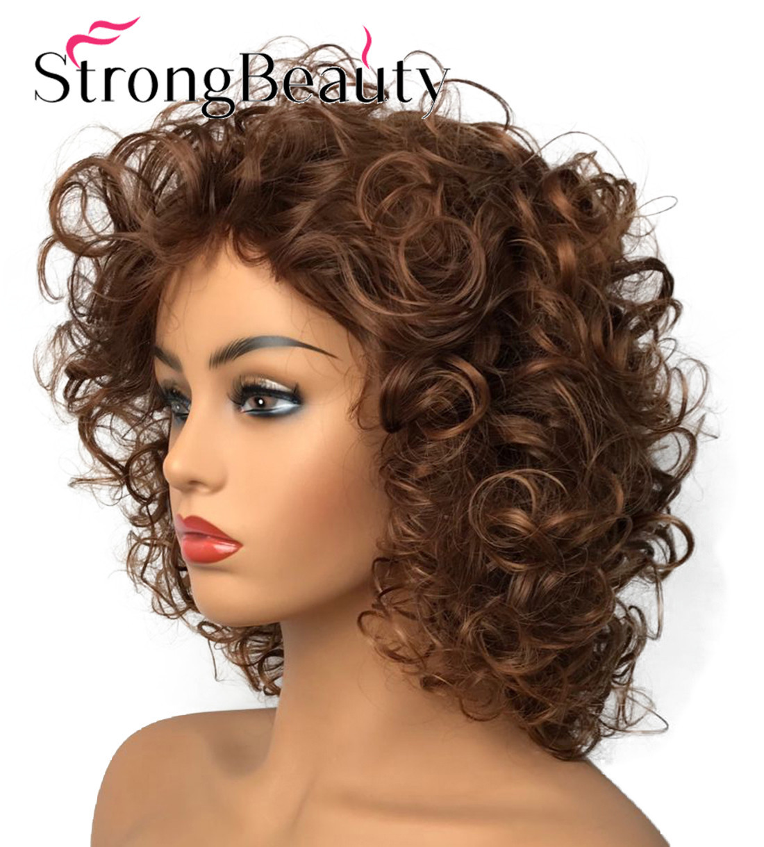 Women’s Wig Blonde Mix Short Curly Natural Fluffy Hairstyles Synthetic Wigs