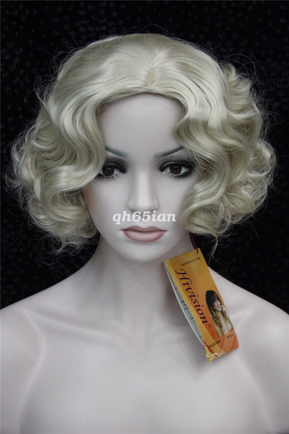 Womens Retro Short Finger Wave Curly Wavy Pinup Wigs Halloween Cosplay Wig