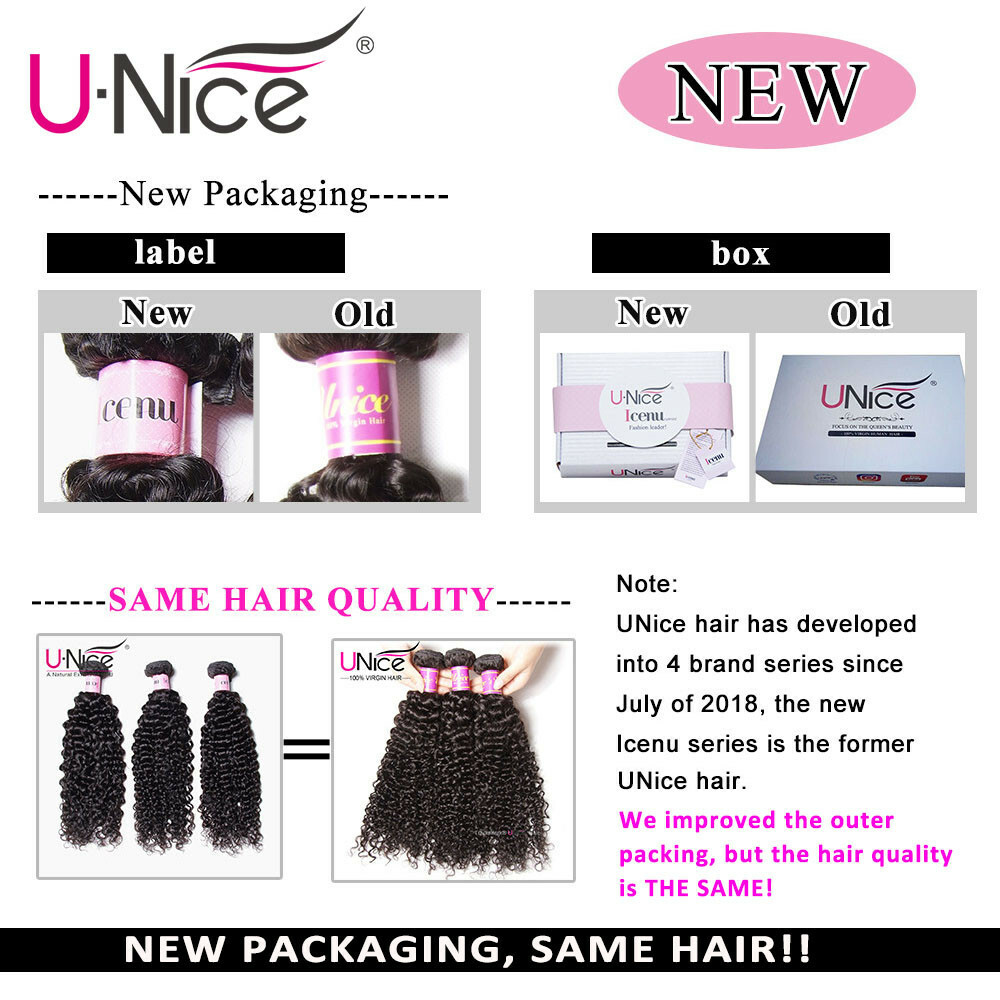 UNice Hair 3 Bundles Curly Virgin Hair Weave 100% Eurasian Human Hair Extensions