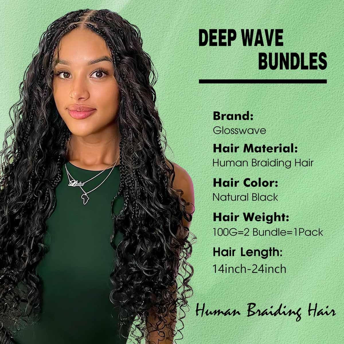 Human Braiding Hair for Boho Braids Human Hair Braid Hair 2 Bundles/Pack 100G 18