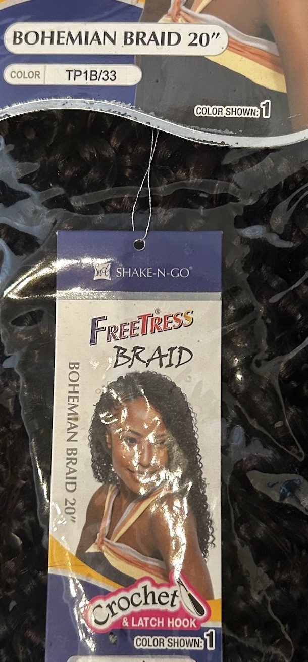 BOHEMIAN BRAID 20″ FREETRESS SYNTHETIC CROCHET BRAIDING HAIR Color TP1B/33