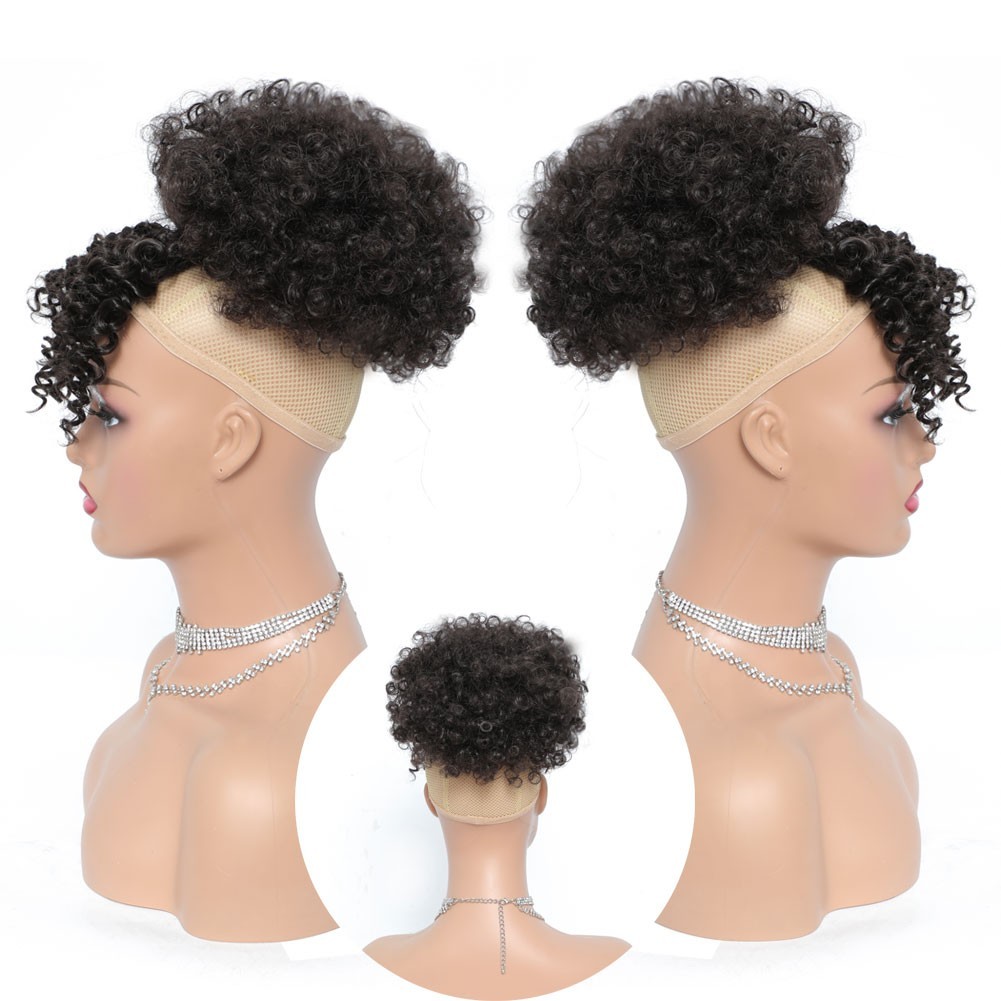 Puff Drawstring Ponytail w/Bangs Kinky Curly Hair Clip in Bangs Short Ponytail