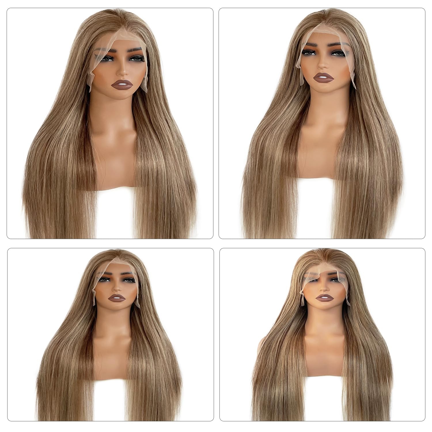Benafee Ombre Brown Highlights Lace Front Wig Human Hair For White Women 20
