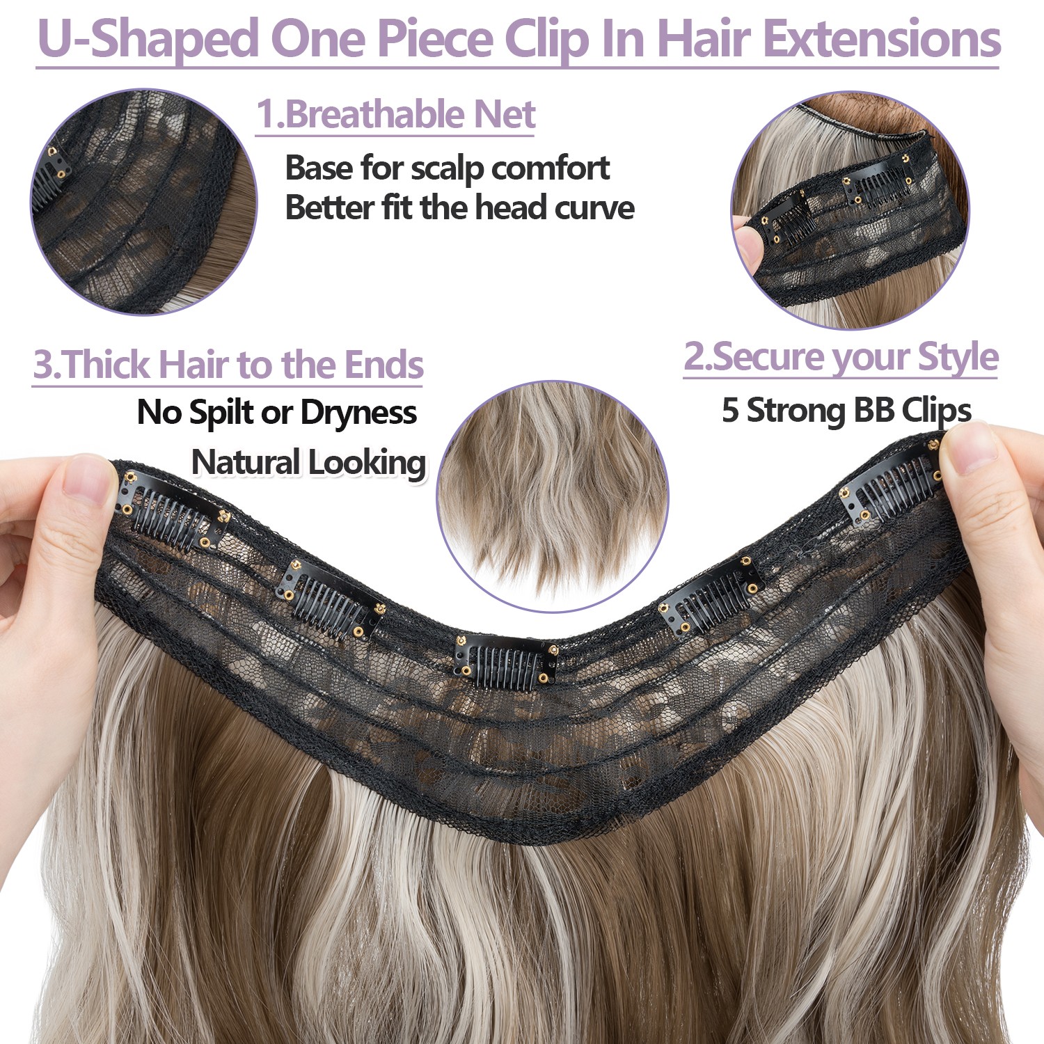 1PCS THICK 100% Real Natural Clip in AS Human Hair Extensions Full Head Straight