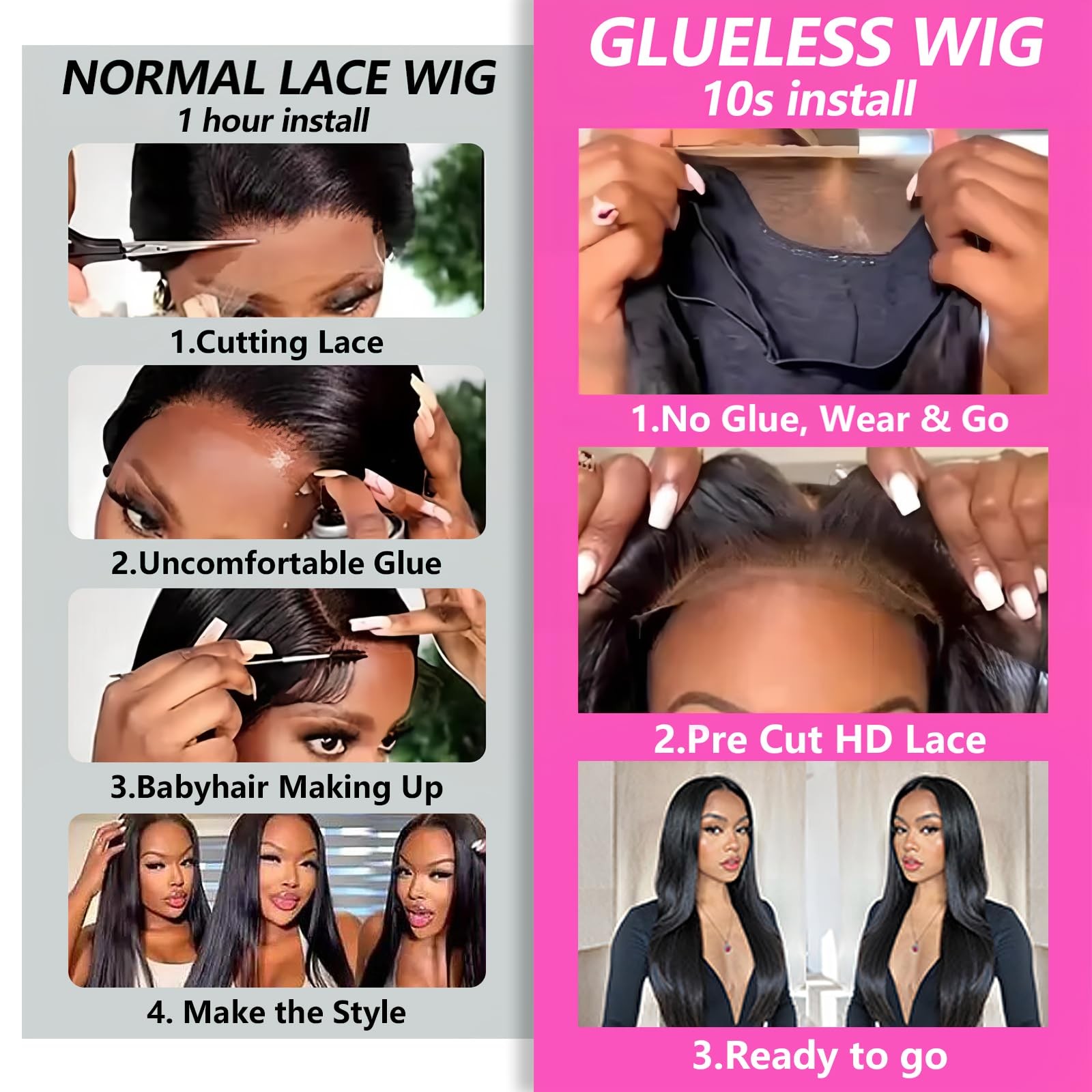 Pisry Wear And Go Glueless Wigs Human Hair Pre Plucked Pre Cut 6X4 Hd Lace