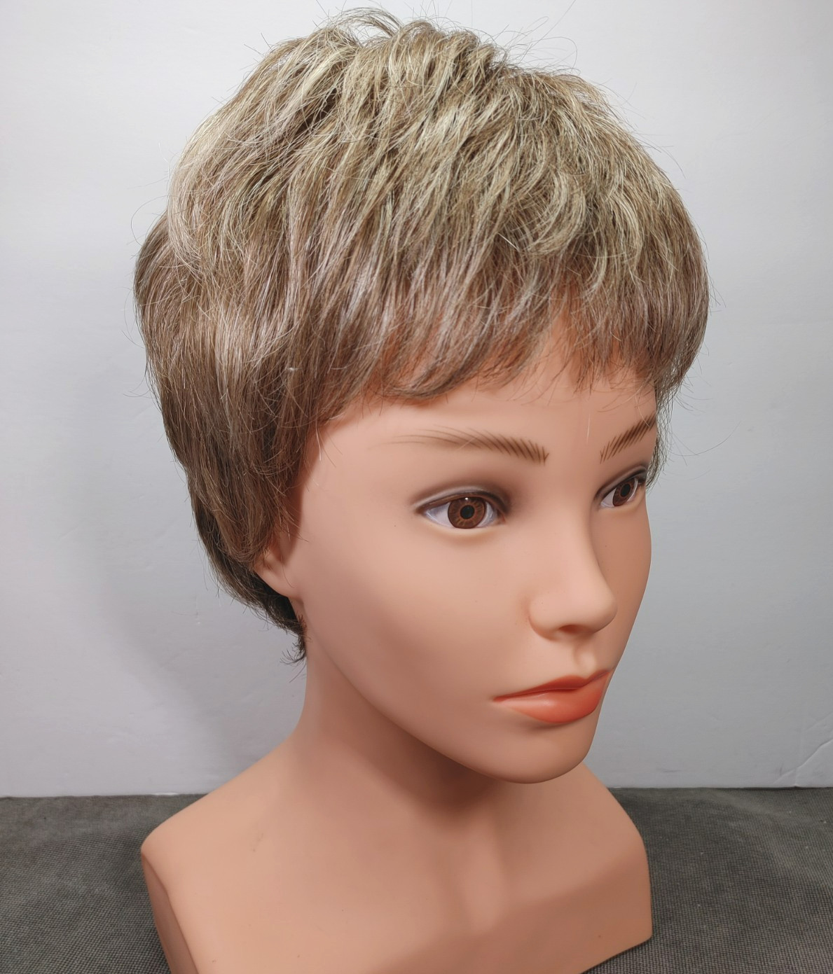 Gabor Wig Lace Front Mono Top Short Bangs Dark/Neutral Blonde Highlights
