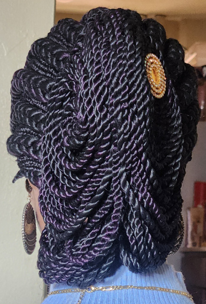 handmade braided cornrows wig pony Elephant 1B mix Dark purple
