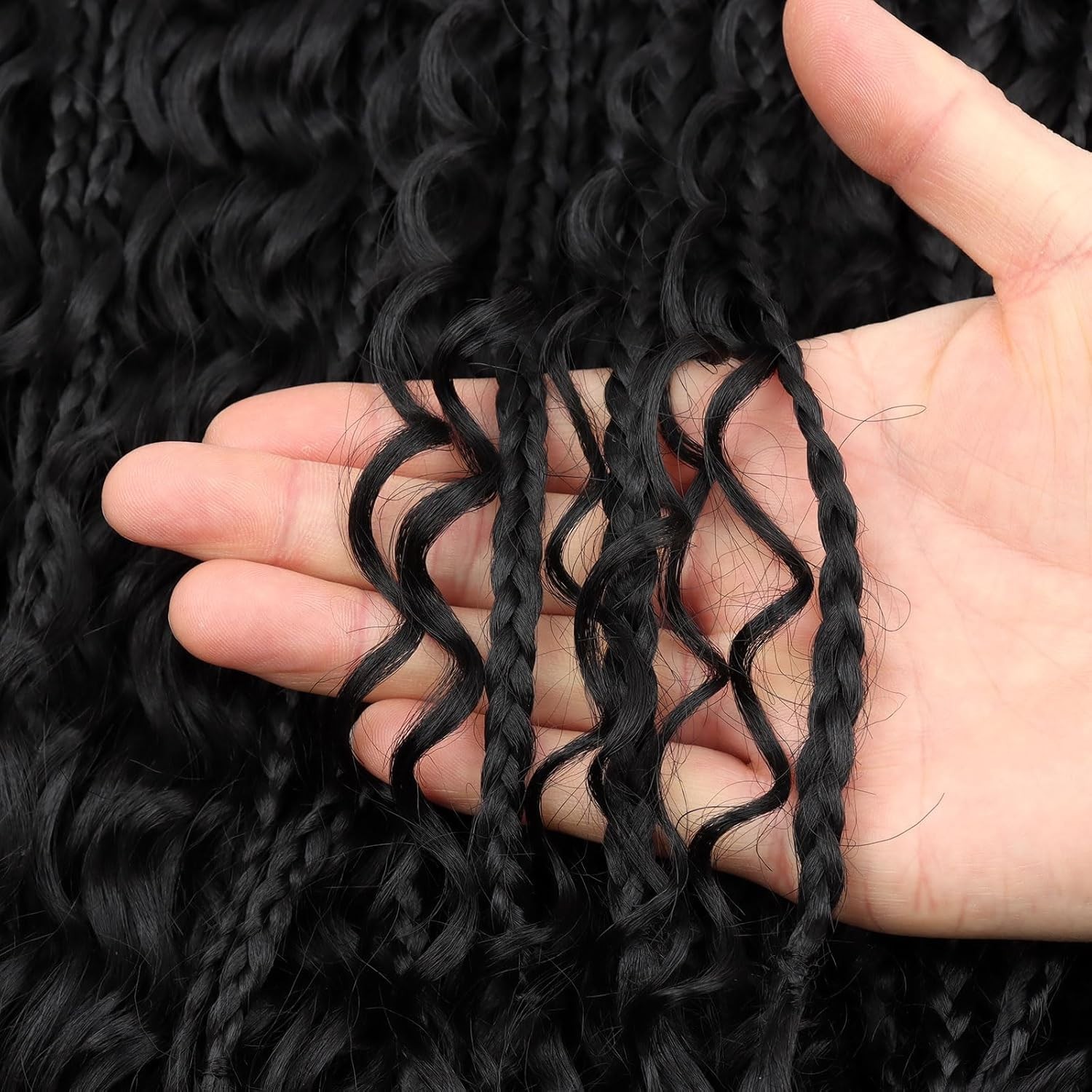 Natural-Looking 18 Inch Crochet Box Braids – 8 Pack, Curly Ends for Black Women
