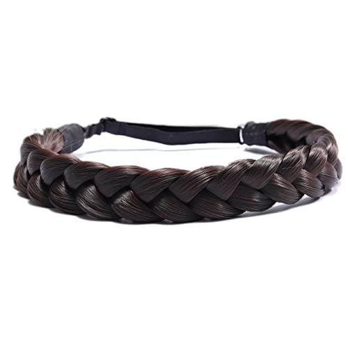 Elastic Synthetic Chunky Hair Braid 5 Strands Braids Hair Dark Brown Headband
