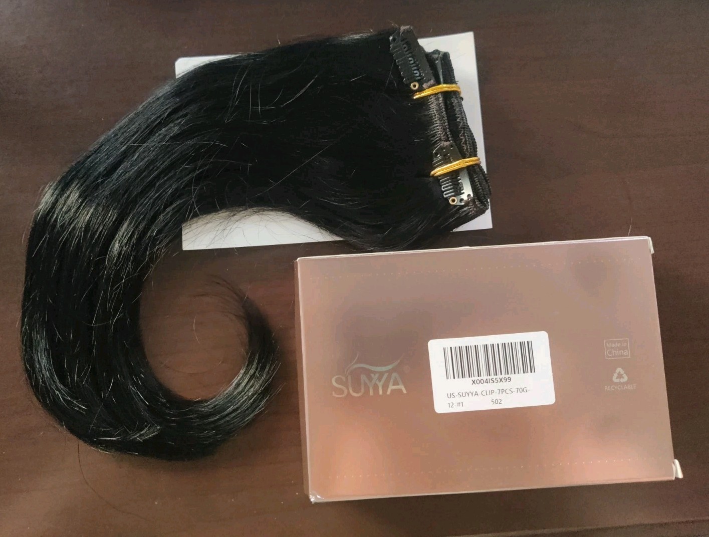 12″ Clip In Human Hair Extensions Suyya 7pcs 70g Black #1