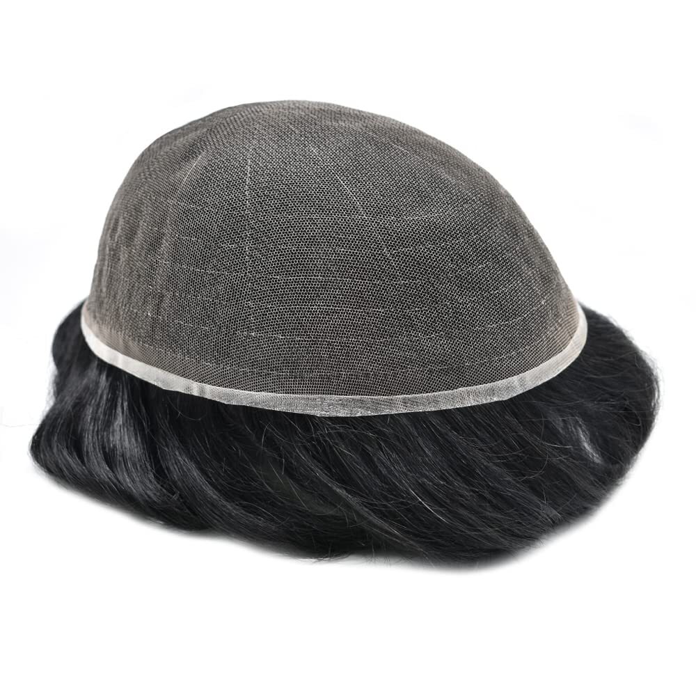 Full French Lace Mens Toupee Hair Piece Replacement System for Mens Wig Natural