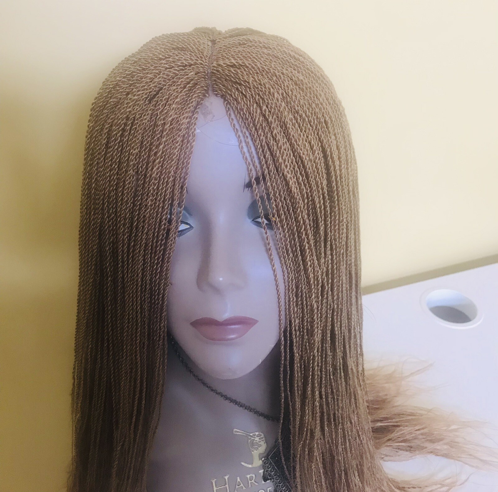 African Nigeria Handmade Hand Micro Braided Twist Wig Handmade Light Brown Color
