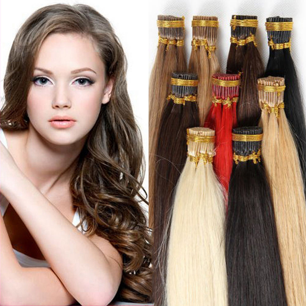 Pre Bonded stick I tip Keratin Remy human hair extensions brazilian 16-24Inch