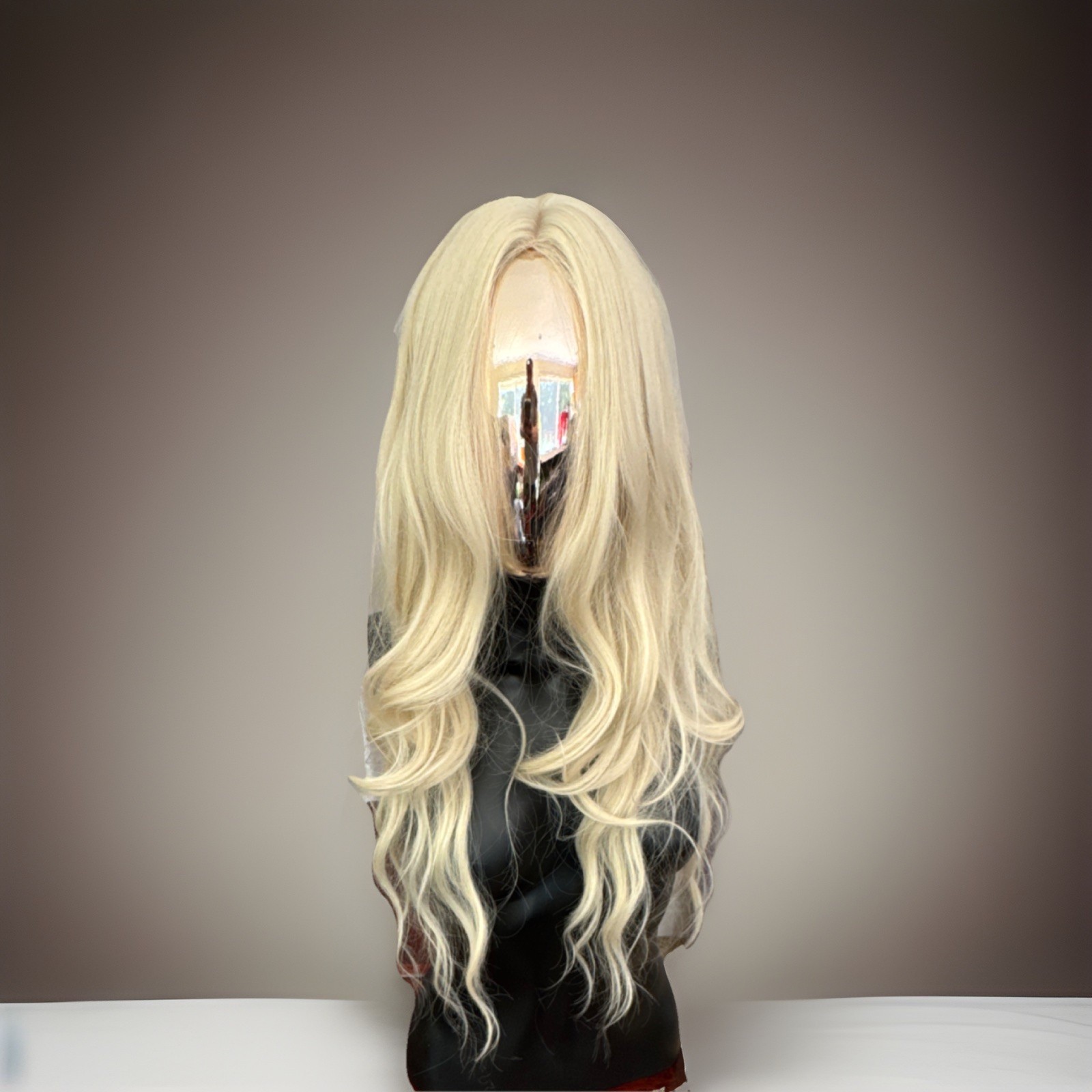 Platinum Blond Wavy Synthetic Lace Front Wig Heat-Resistant Adjustable Strap