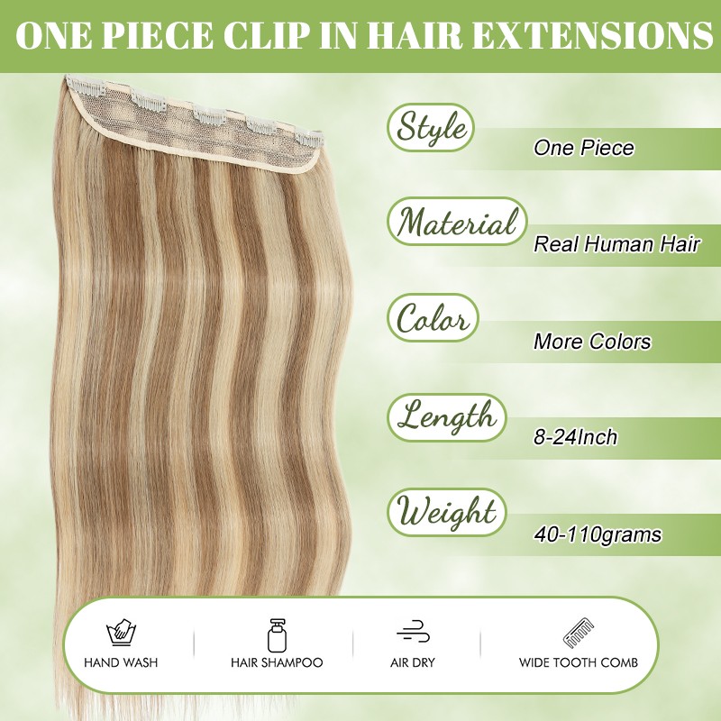 CLEARANCE Clip in on One Piece Real Remy Human Hair Extensions Full Head Thick