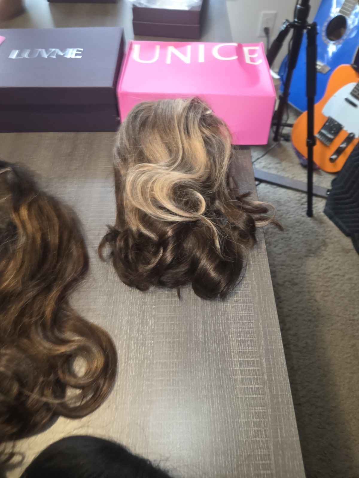 Luvme And Unice Human Hair Wig Blonde/Brown/Black 5 Total =1 PRICE