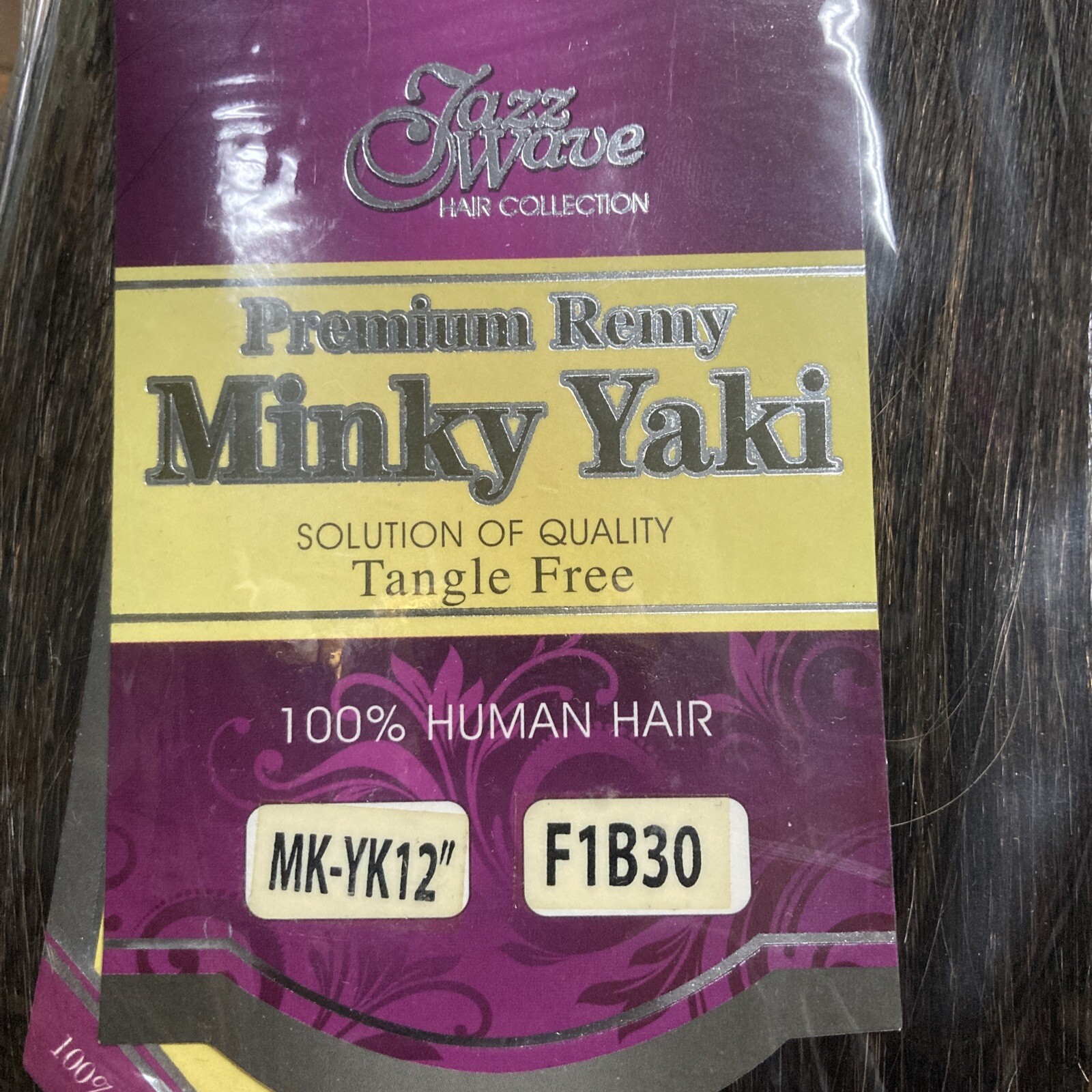 MINKY YAKI Sew in Weft Hair Extensions 100% Human Hair Tangle free 12″ Color1B30