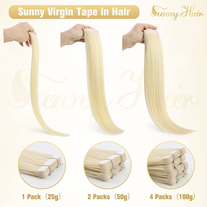 Sunny Hair TAPE-IN 18in Copper Red Virgin Human Hair Extensions TP_33_50G3