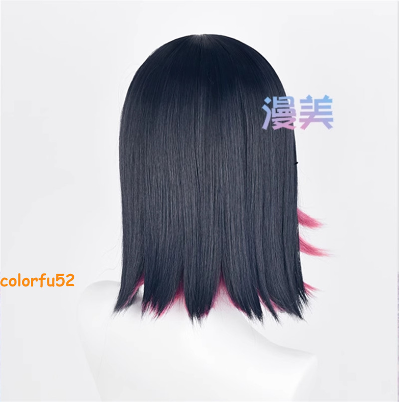 Zenless Zone Zero Ellen Joe Cosplay Short Wig 33cm Black-blue Mixed Red Hair